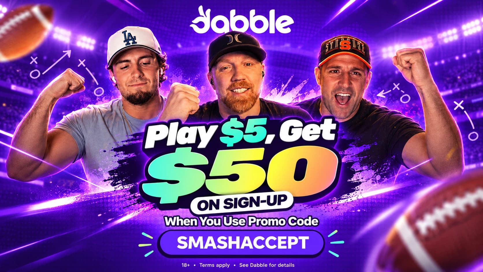 Dabble — Play $5, get $50 on sign-up with promo code SMASHACCEPT